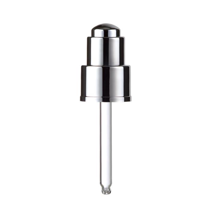 24/410 Gloss Silver Metalised Button Dropper, 77mm glass pip